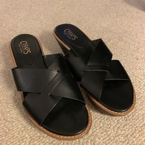 Chaps wedge sandals black sz 8